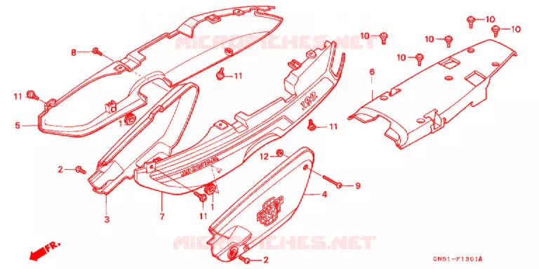 COUVERCLES LATERAUX (C100CMP/CMS) Honda MOTO 100 C100 1996  C100CMS