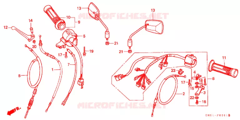 LEVIER DE GUIDON - CABLE - COMMODO (C100CMP/CMS) Honda MOTO 100 C100 1996  C100CMS