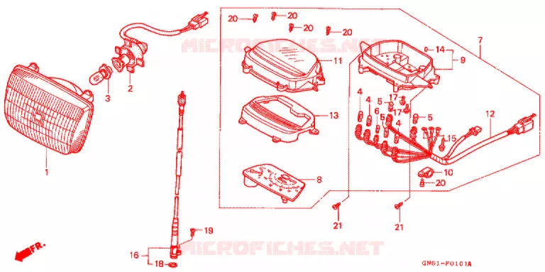 PHARE - COMPTEUR (C100CMP/CMS) Honda MOTO 100 C100 1995  C100CMS