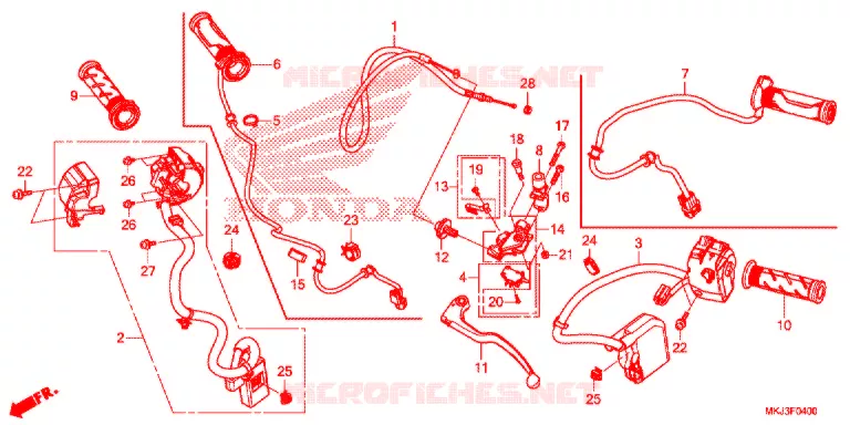 LEVIER DE GUIDON - CABLE - COMMODO Honda MOTO 1000 CB 2019  CB1000RAK