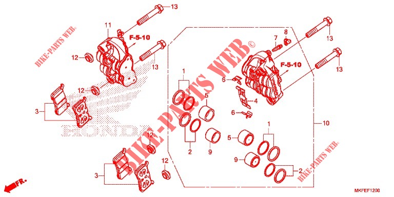 ETRIER DE FREIN AVANT (CBR1000RA) pour Honda CBR 1000 ABS de 2019