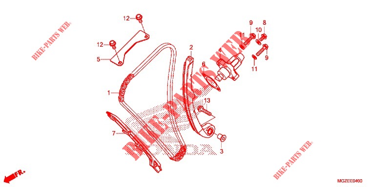 CHAINE DE DISTRIBUTION   TENDEUR pour Honda CB 500F ABS BLACK, RED de 2014