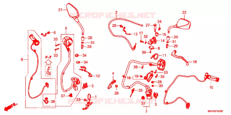 LEVIER DE GUIDON - CABLE - COMMODO (CRF1000A/A2/AL2) Honda MOTO 1000 AFRICA-TWIN 2019  CRF1000AK