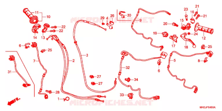 LEVIER DE GUIDON - CABLE - COMMODO Honda MOTO 450 CRF 2020  CRF450RXL