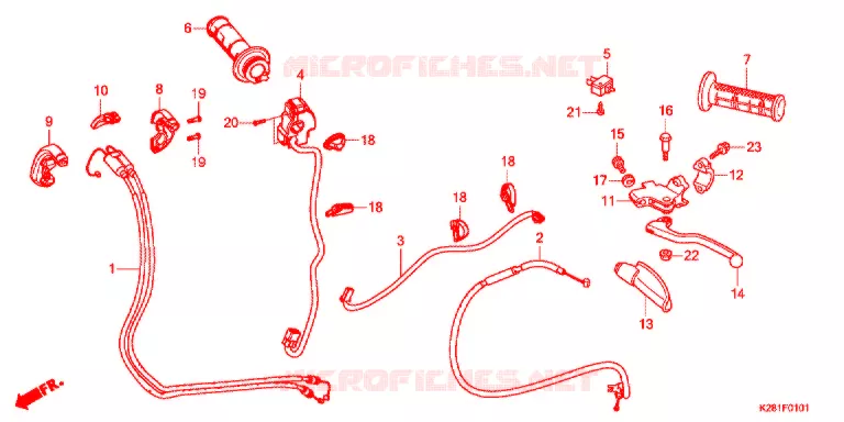LEVIER DE GUIDON - CABLE - COMMODO (CRF125FBK) Honda MOTO 125 CRF 2019  CRF125FBK
