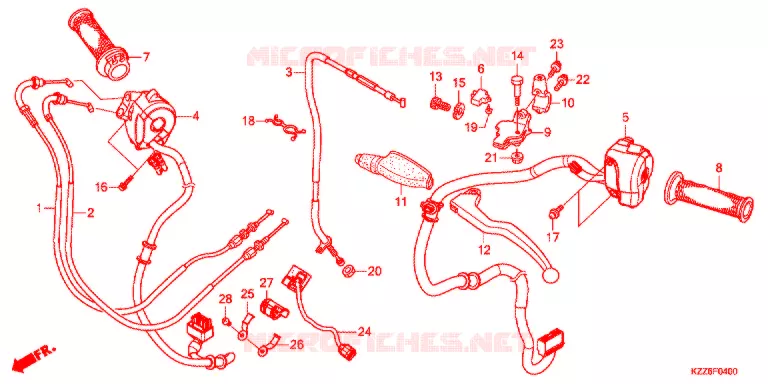 LEVIER DE GUIDON - CABLE - COMMODO Honda MOTO 250 CRF 2020  CRF250LDK