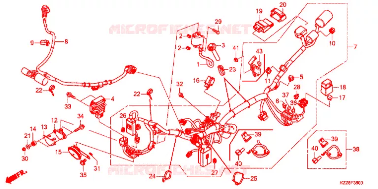 FAISCEAU DES FILS (CRF250RL/RDA/RLA/RLD) Honda MOTO 250 CRF 2019  CRF250RLAK