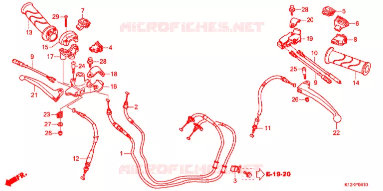 LEVIER DE GUIDON - CABLE - COMMODO Honda SCOOTER 125 LEAD 2019  NHX125L