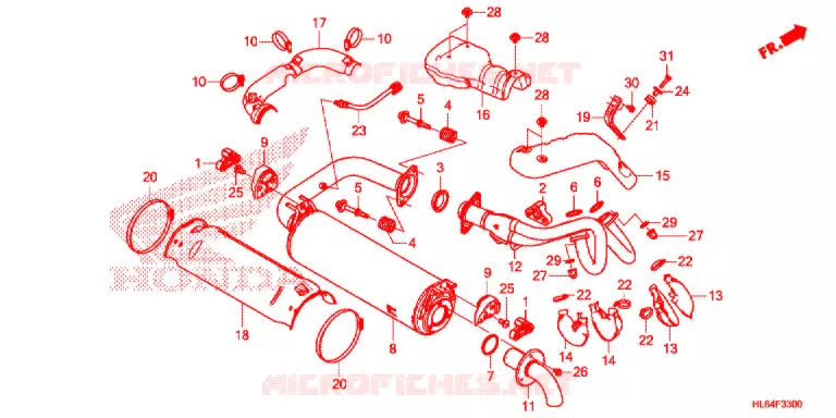 SILENCIEUX D'ECHAPPEMENT Honda ATV 1000 TALON 2020  SXS1000S2RL