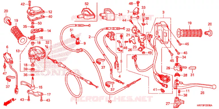 LEVIER DE GUIDON - CABLE - COMMODO Honda ATV 420 FOURTRAX 2020  TRX420FA6L