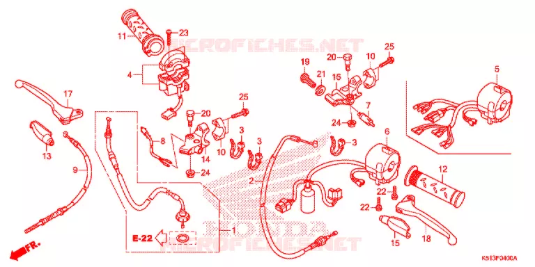 LEVIER DE GUIDON - CABLE - COMMODO Honda MOTO 125 CG 2015  CGX125WHF