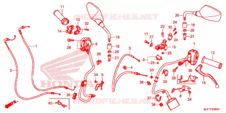 LEVIER DE GUIDON - CABLE - COMMODO Honda MOTO 650 CB 2014  CB650FAE