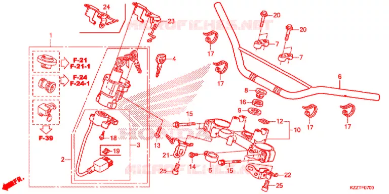 GUIDON - TE DE FOURCHE Honda MOTO 250 CRF 2019  CRF250LDK