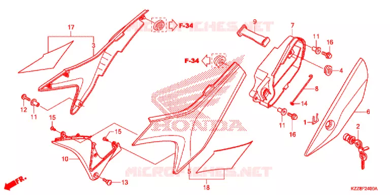 COUVERCLES LATERAUX Honda MOTO 250 CRF 2015  CRF250LE