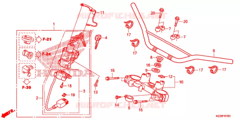 GUIDON - TE DE FOURCHE Honda MOTO 250 CRF 2016  CRF250LF_TH