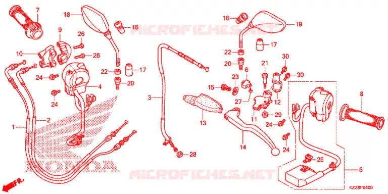 LEVIER DE GUIDON - CABLE - COMMODO Honda MOTO 250 CRF 2017  CRF250LF_TH