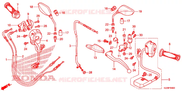 LEVIER DE GUIDON - CABLE - COMMODO Honda MOTO 250 CRF 2014  CRF250ME