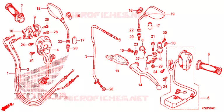 LEVIER DE GUIDON - CABLE - COMMODO Honda MOTO 250 CRF 2014  CRF250ME
