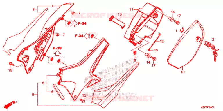 COUVERCLES LATERAUX (CRF250RL) Honda MOTO 250 CRF 2018  CRF250RLH