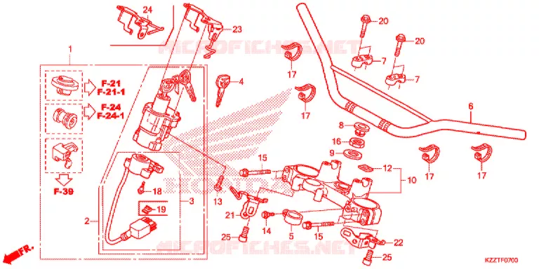 GUIDON - TE DE FOURCHE Honda MOTO 250 CRF 2018  CRF250RLH