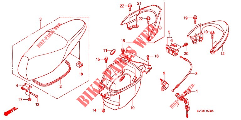 SIEGE/COMPARTIMENT A BAGAGES  pour Honda CLICK 110 FRONT DISK, CASTED WHEELS de 2006