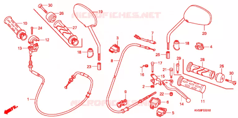 LEVIER DE GUIDON - CABLE - COMMODO (2) Honda SCOOTER 110 CLICK 2009  ANC110BST9