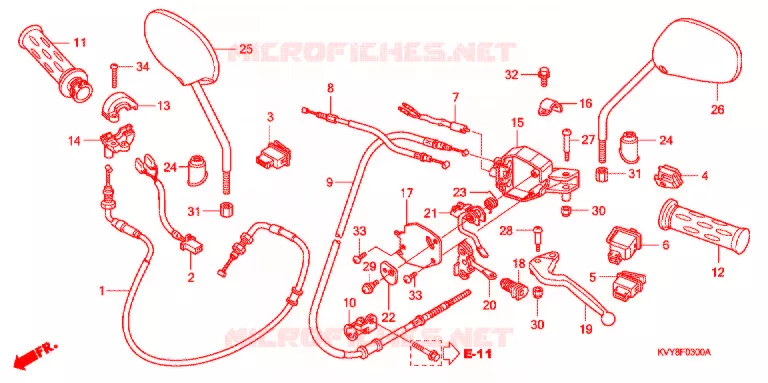LEVIER DE GUIDON - CABLE - COMMODO (1) Honda SCOOTER 110 ICON 2008  ANC110CBT8