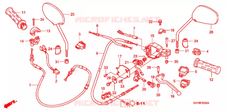 LEVIER DE GUIDON - CABLE - COMMODO (1) Honda SCOOTER 110 ICON 2009  ANC110CBT9
