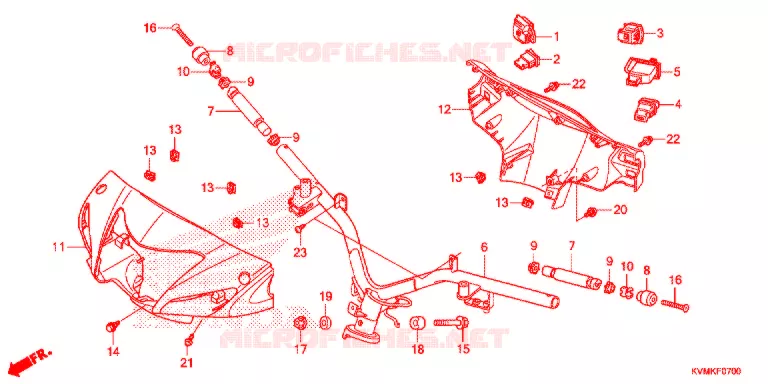 GUIDON - CARENAGE Honda MOTO 100 WAVE 2019  ANF100MDCK