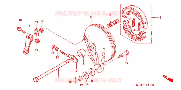 FLASQUE - MACHOIRES DE FREIN ARRIERE Honda MOTO 110 WAVE 2007  ANF125MST8