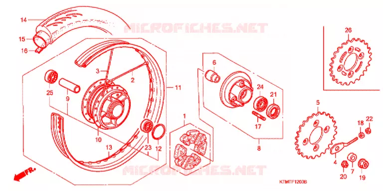 ROUE ARRIERE (1) Honda MOTO 110 WAVE 2007  ANF125MST8