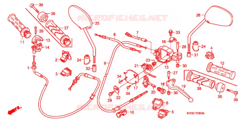 LEVIER DE GUIDON - CABLE - COMMODO Honda MOTO 110 WAVE 2010  ANC110ACCA