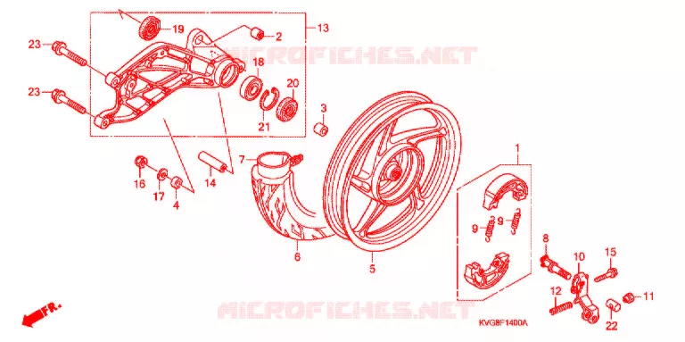 ROUE ARRIERE (MOULURE) Honda SCOOTER 110 AIR-BLADE 2007  ANC110ART7