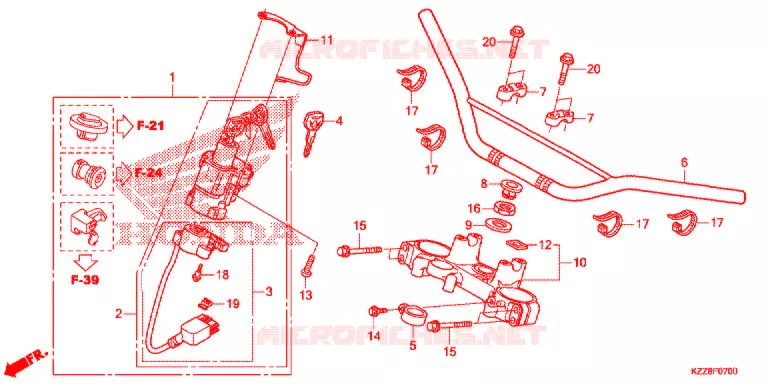 GUIDON - TE DE FOURCHE Honda MOTO 250 CRF 2015  CRF250LF_TH