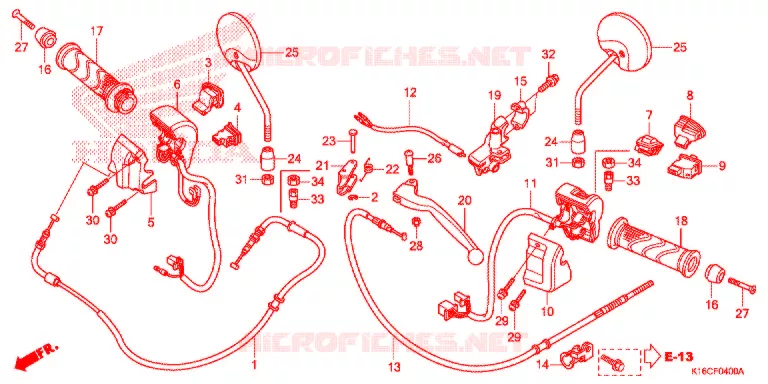 LEVIER DE GUIDON - CABLE - COMMODO Honda SCOOTER 110 SCOOPY 2016  ACF110CSFG