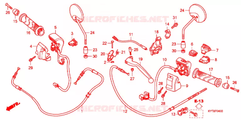 LEVIER DE GUIDON - CABLE - COMMODO Honda SCOOTER 110 SCOOPY 2013  ACF110SFC_PG