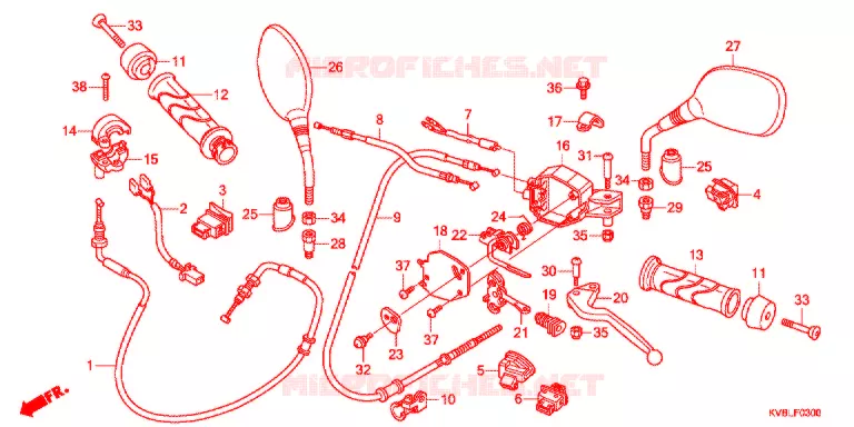 LEVIER DE GUIDON - CABLE - COMMODO (1) Honda MOTO 110 CLICK 2011  ACB110BB