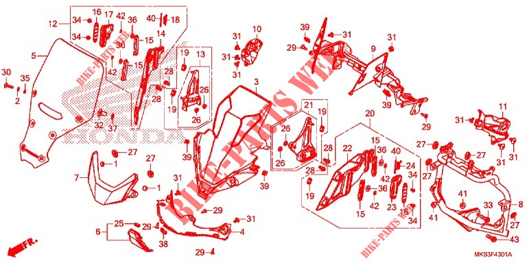 CARENAGE AVANT (CRF1100A2/A4/AL2/AL4/D2/D4/DL2/DL4) pour Honda AFRICA TWIN 1100 ADVENTURE SPORT de 2020