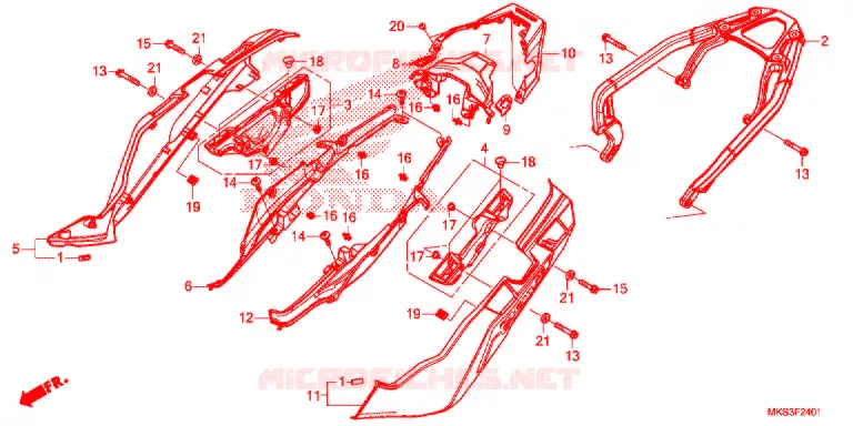 COUVERCLE LATERAL - PORTE BAGAGE ARRIERE (2) Honda MOTO 1100 AFRICA-TWIN 2021  CRF1100D2L