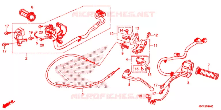 LEVIER DE GUIDON - CABLE - COMMODO Honda MOTO 1000 CBR 2020  CBR1000SPL