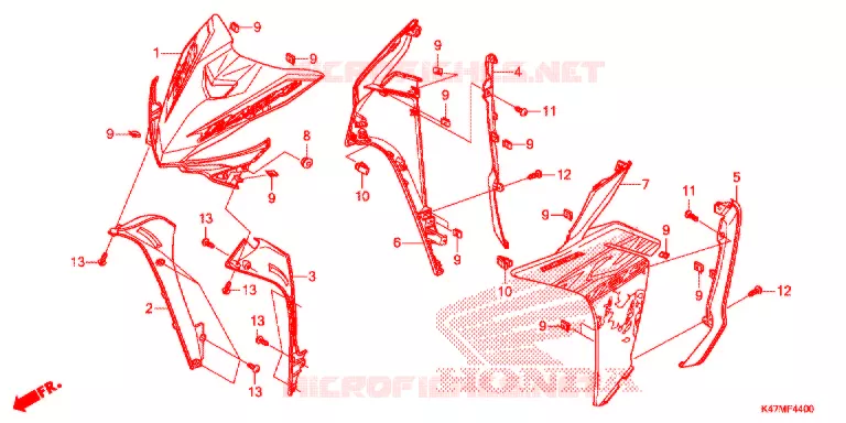 CARENAGE AVANT - PROTEGE JAMBES Honda MOTO 125 DASH 2021  AFP125CSFL