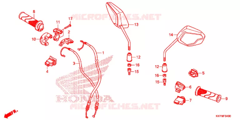 COMMODO - CABLE - RETROVISEUR Honda MOTO 125 DASH 2021  AFP125CSFL
