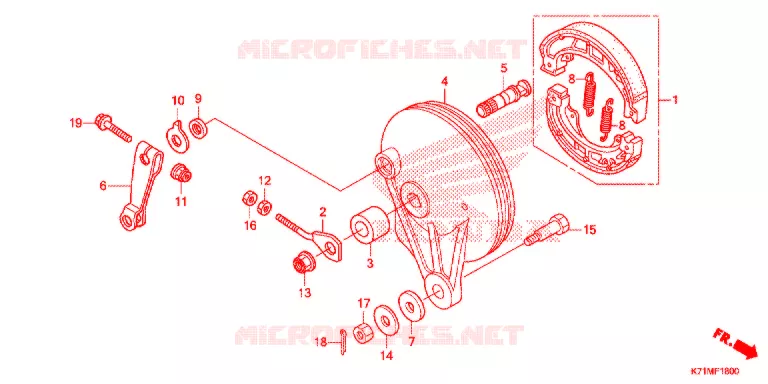 FLASQUE - MACHOIRES DE FREIN ARRIERE Honda MOTO 110 WAVE 2021  AFS110MCSL