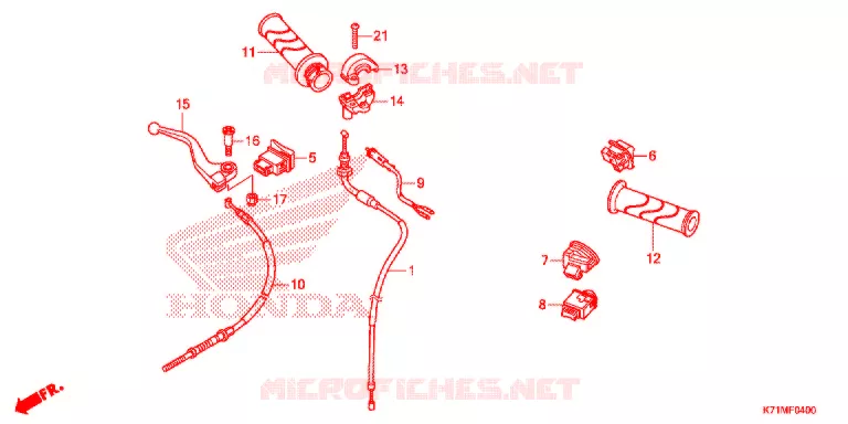 LEVIER DE GUIDON - CABLE - COMMODO Honda MOTO 110 WAVE 2019  AFS110MCSL