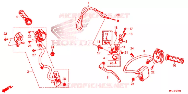 LEVIER DE GUIDON - CABLE - COMMODO Honda MOTO 1000 CB 2020  CB1000RAL
