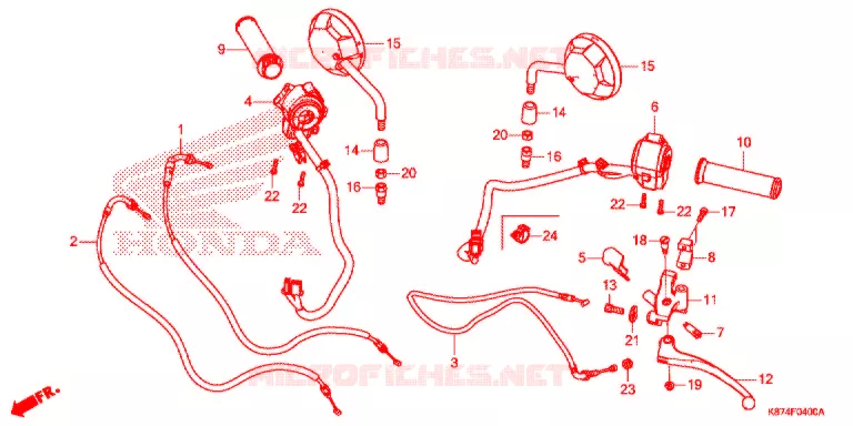 LEVIER DE GUIDON - CABLE - COMMODO Honda MOTO 300 REBEL 2020  CMX300AL