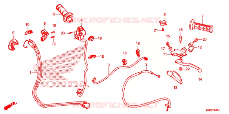 LEVIER DE GUIDON - CABLE - COMMODO (CRF125F/FB'19,'20) Honda MOTO 125 CRF 2020  CRF125FBL