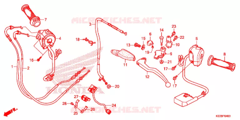 LEVIER DE GUIDON - CABLE - COMMODO Honda MOTO 250 CRF 2019  CRF250LAK