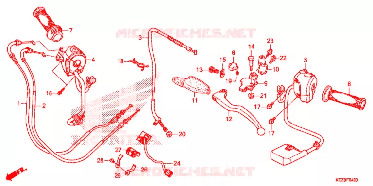 LEVIER DE GUIDON - CABLE - COMMODO Honda MOTO 250 CRF 2019  CRF250LK