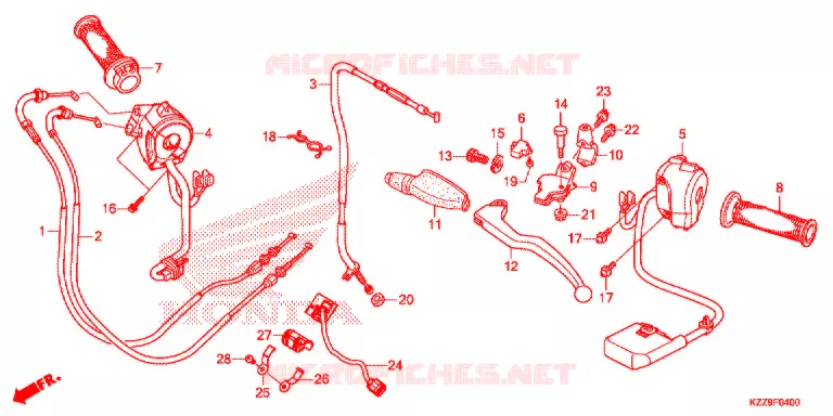 LEVIER DE GUIDON - CABLE - COMMODO Honda MOTO 250 CRF 2020  CRF250RLL